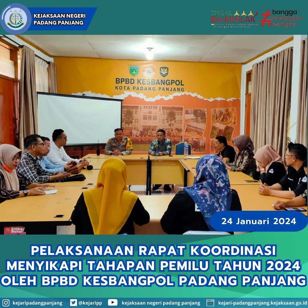 Rapat Koordinasi menyikapi Tahapan Pemilu tahun 2024 oleh BPBD Kesbangpol Padang Panjang