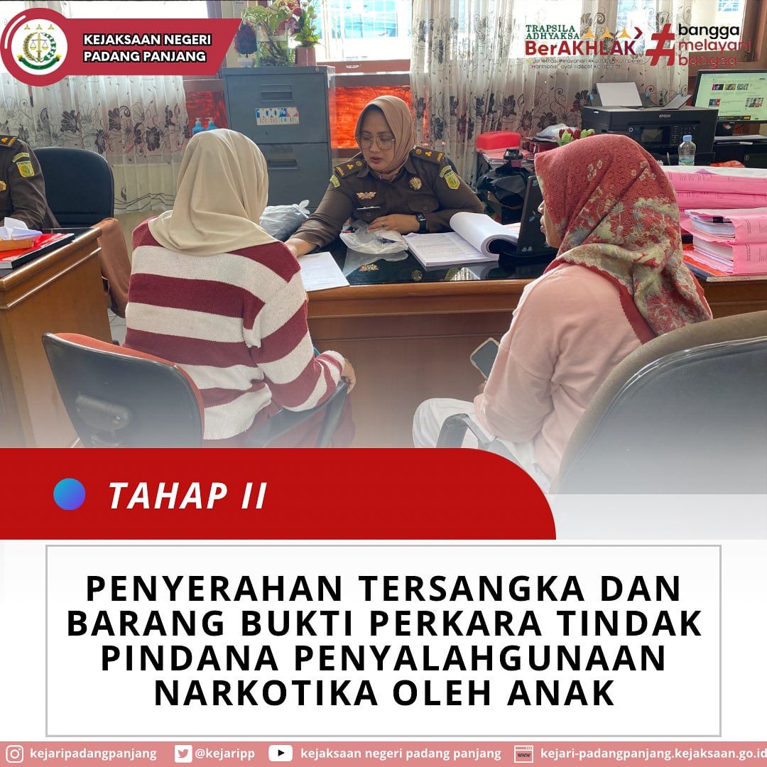Tahap II Penyerahan Tersangka dan Barang Bukti Perkara Tindak Pindana Penyalahgunaan Narkotika Oleh Anak