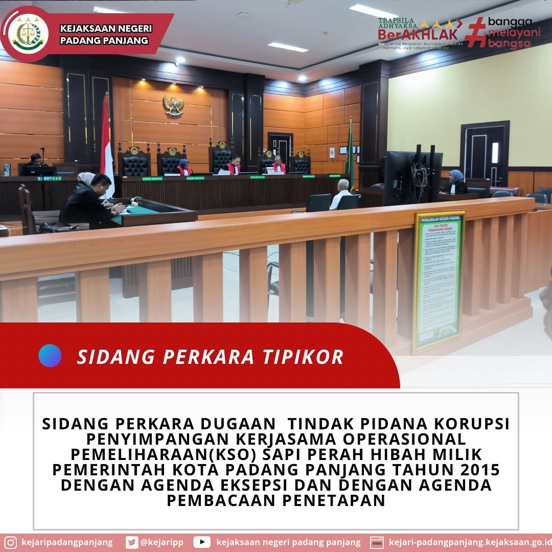 Sidang tipikor dengan agenda eksepsi dan agenda pembacaan penetapan