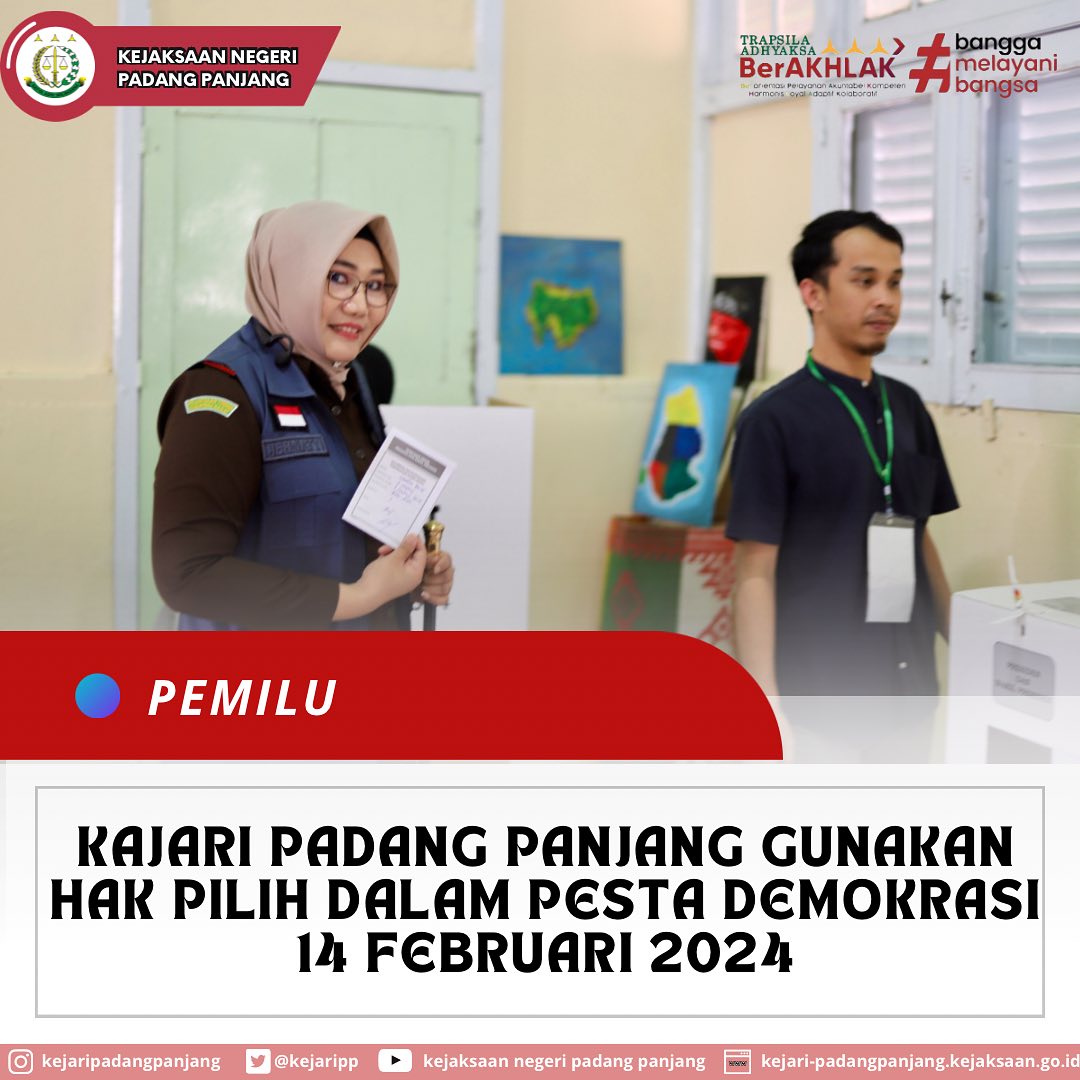 Kepala Kejaksaan Negeri Padang menggunakan hak pilih dalam pesta demokrasi pada 14 Februari 2024