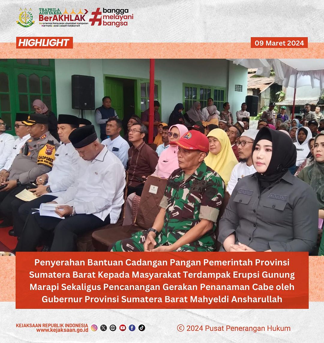 Penyerahan Bantuan Cadangan Pangan Pemerintah Provinsi Sumatera Barat Kepada Masyarakat Terdampak Erupsi Gunung Marapi Sekaligus Pencanangan Gerakan Penanaman Cabe
